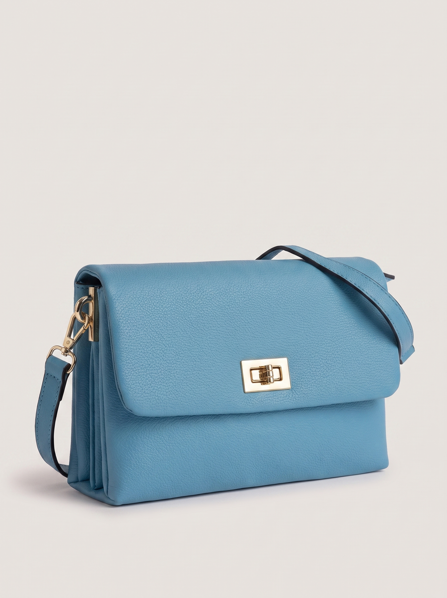 Handtasche aus Kunstleder – Azurblau, Frontansicht