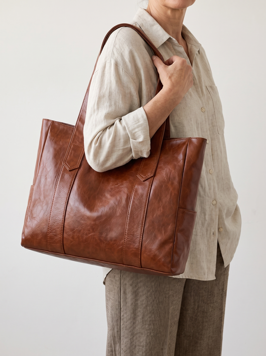 Cromo Vintage-Ledertasche - über der Schulter getragen