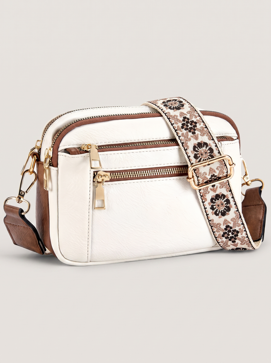 Elain Vegan-Leder Crossbody-Tasche Weiss