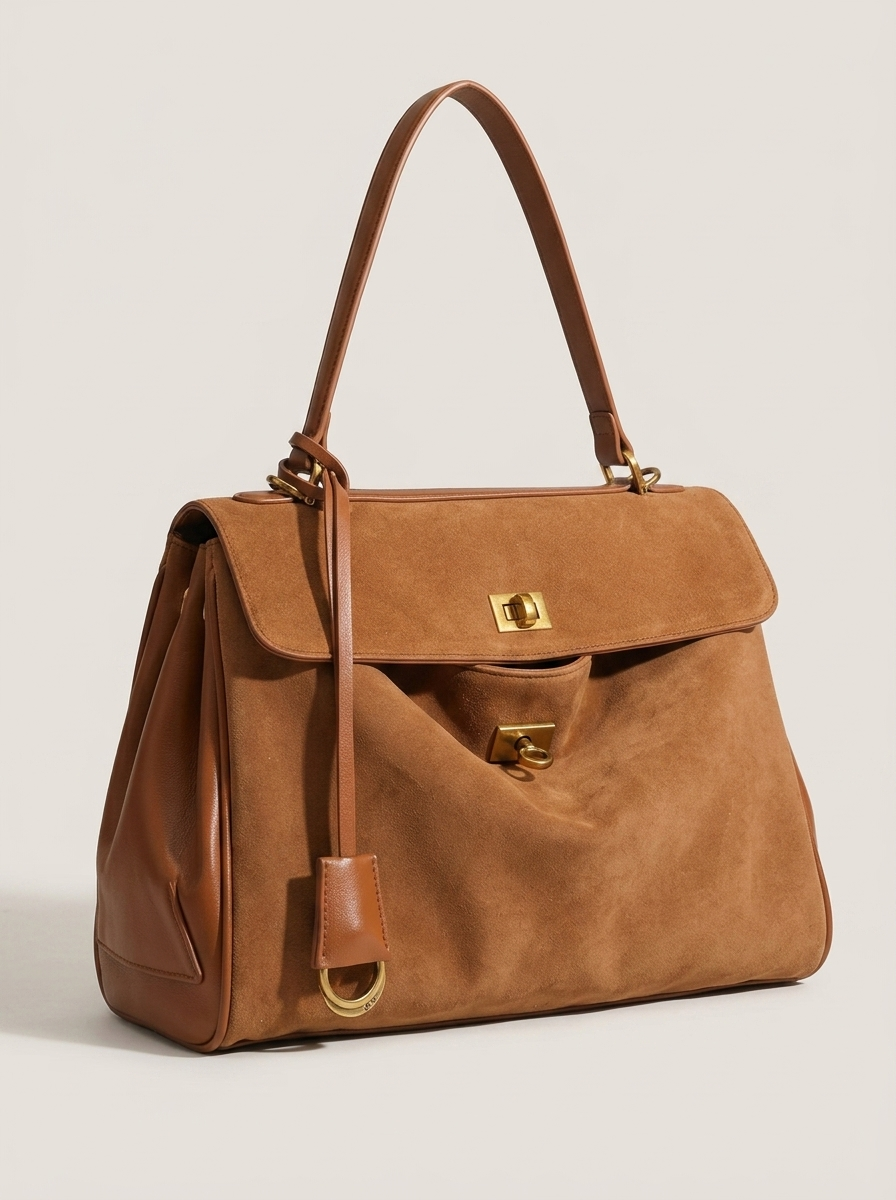 Libby Strukturierte Leder-Handtasche Karamell
