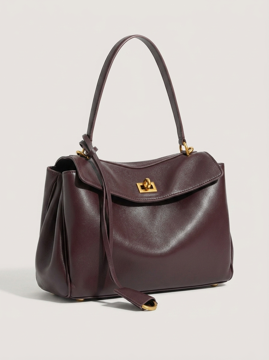 Libby Strukturierte Leder-Handtasche Braun