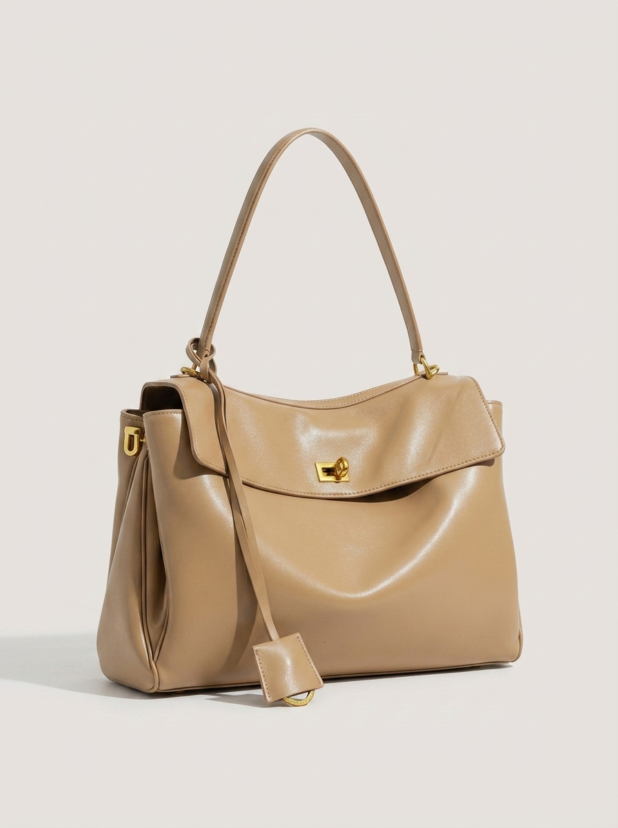 Libby Strukturierte Leder-Handtasche Camel