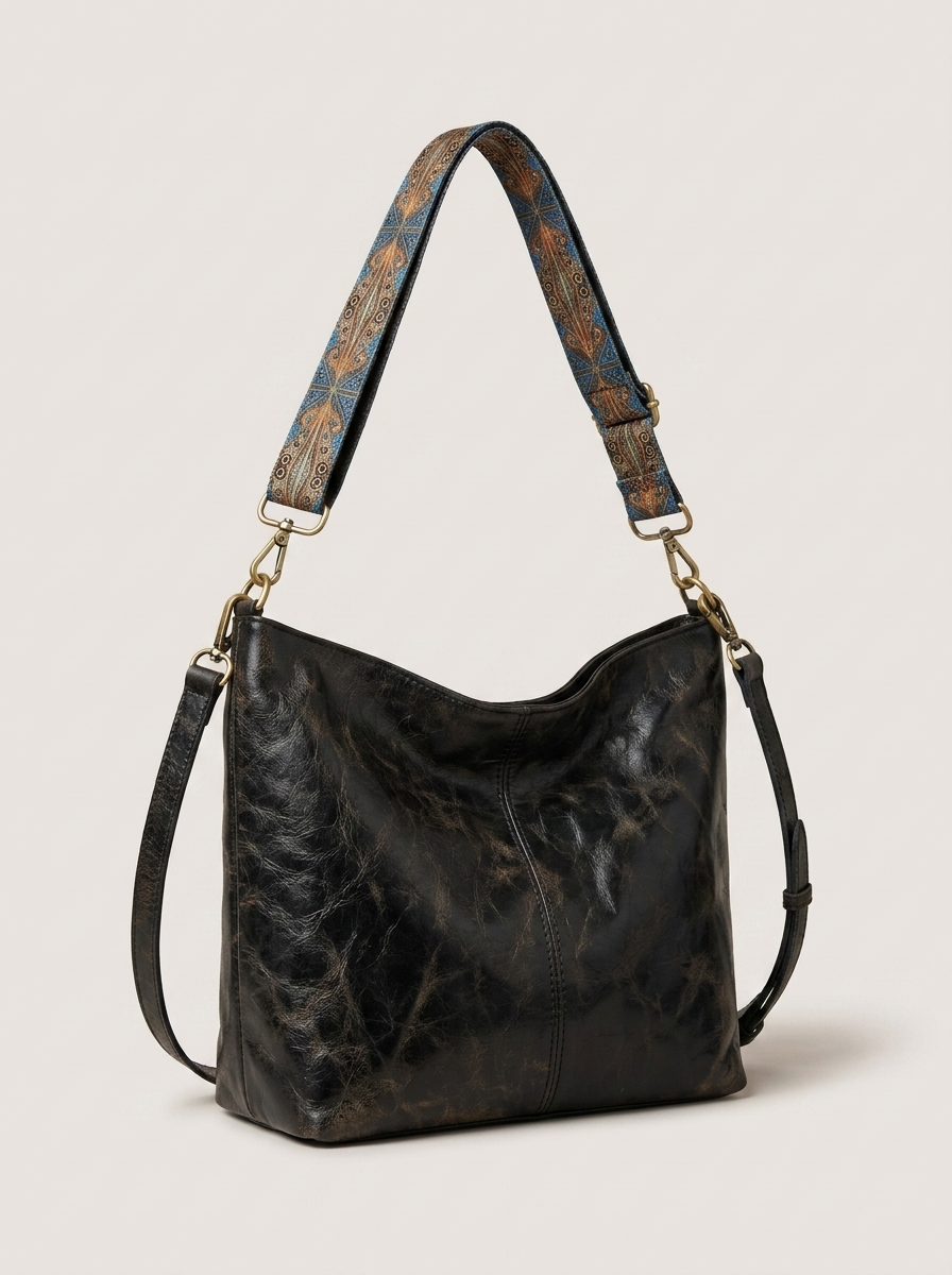 Lexia Elegante Vintage-Handtasche Schwarz