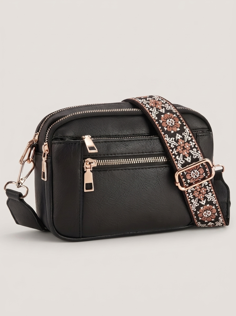 Elain Vegan-Leder Crossbody-Tasche Schwarz