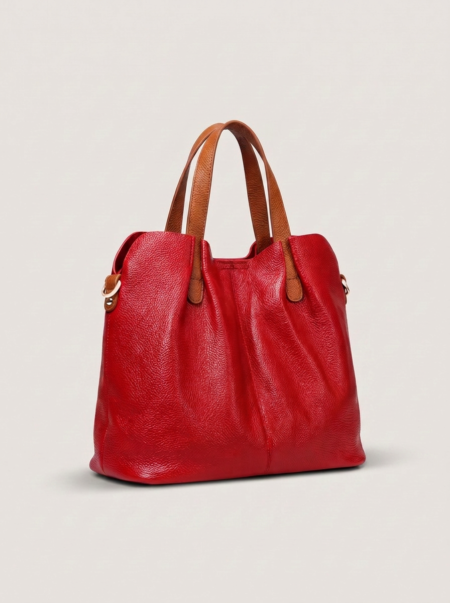 Alana Ledertasche mit Litchi-Prägung Rot