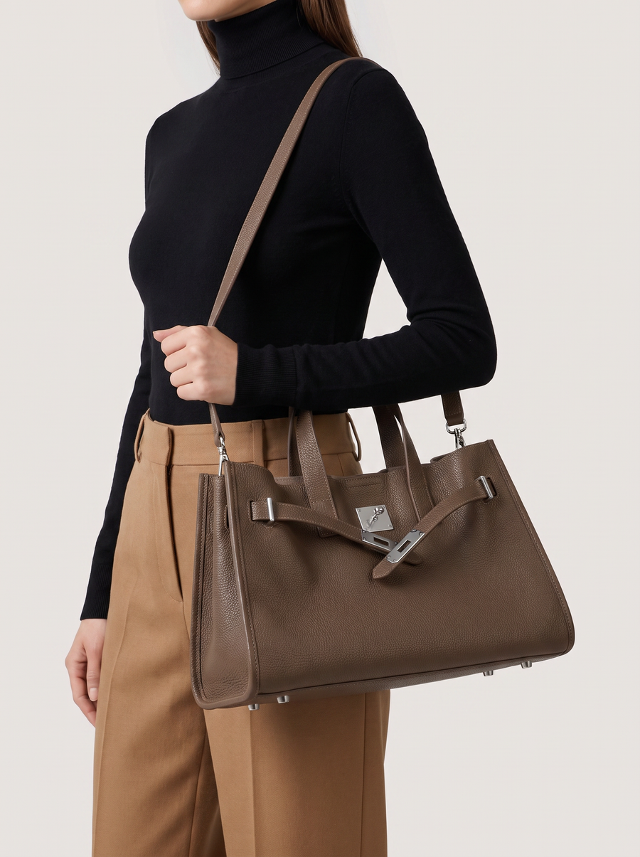 Loha Grosse Schultertasche Braun getragen