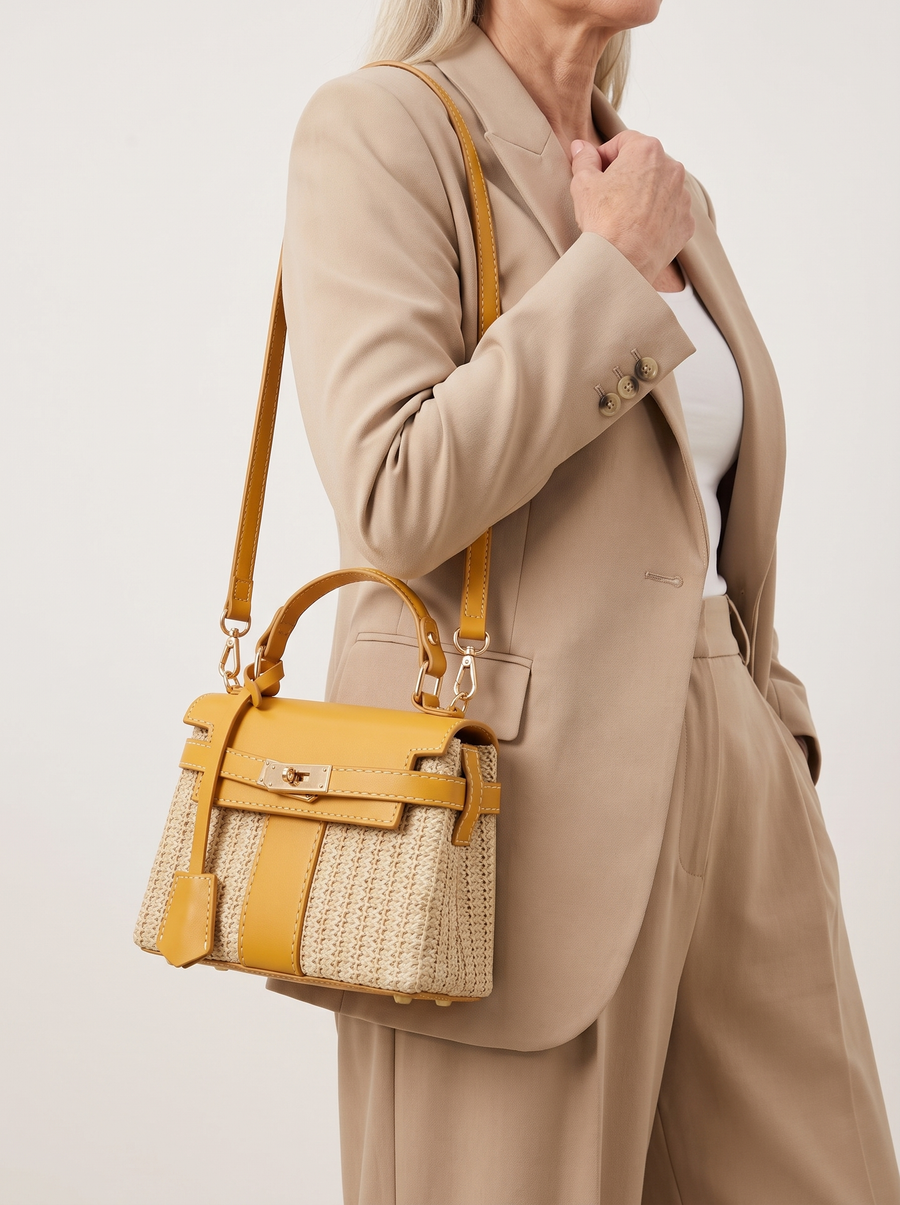 Rochelle Henkeltasche Gelb am Model