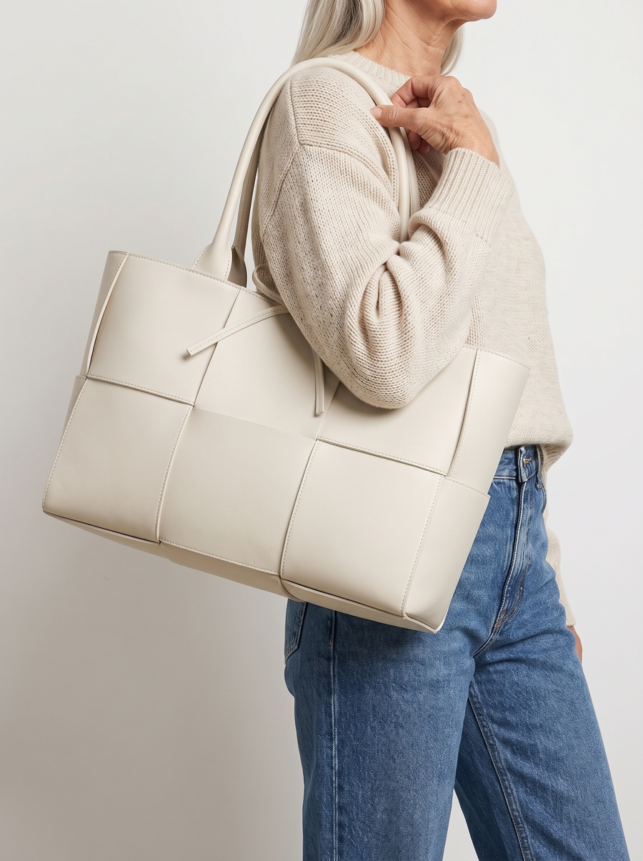 Agathi Shopper Weiss am Model
