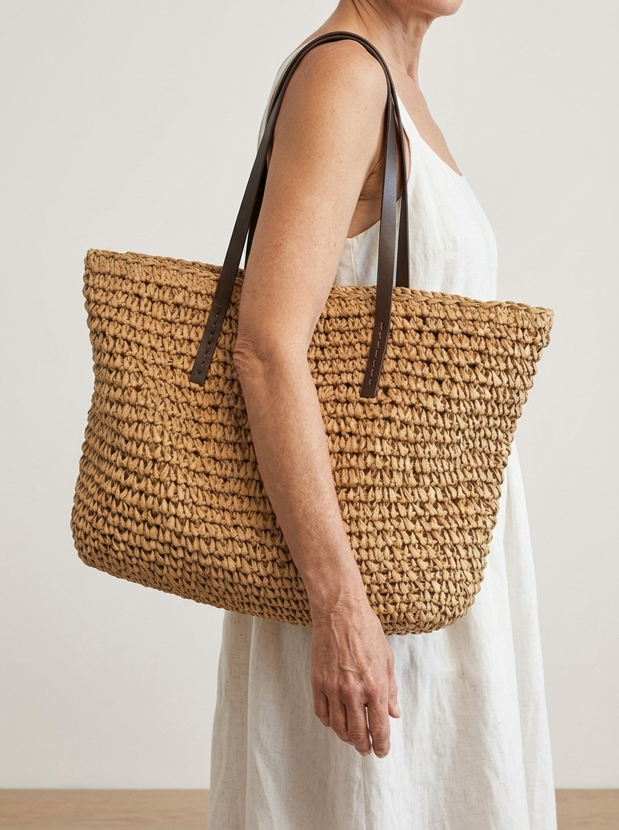 Rome Gewebte Tasche Khaki am Modell