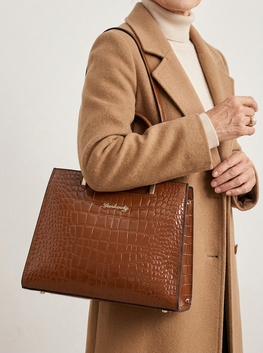 Erain Ledertasche Braun am Modell