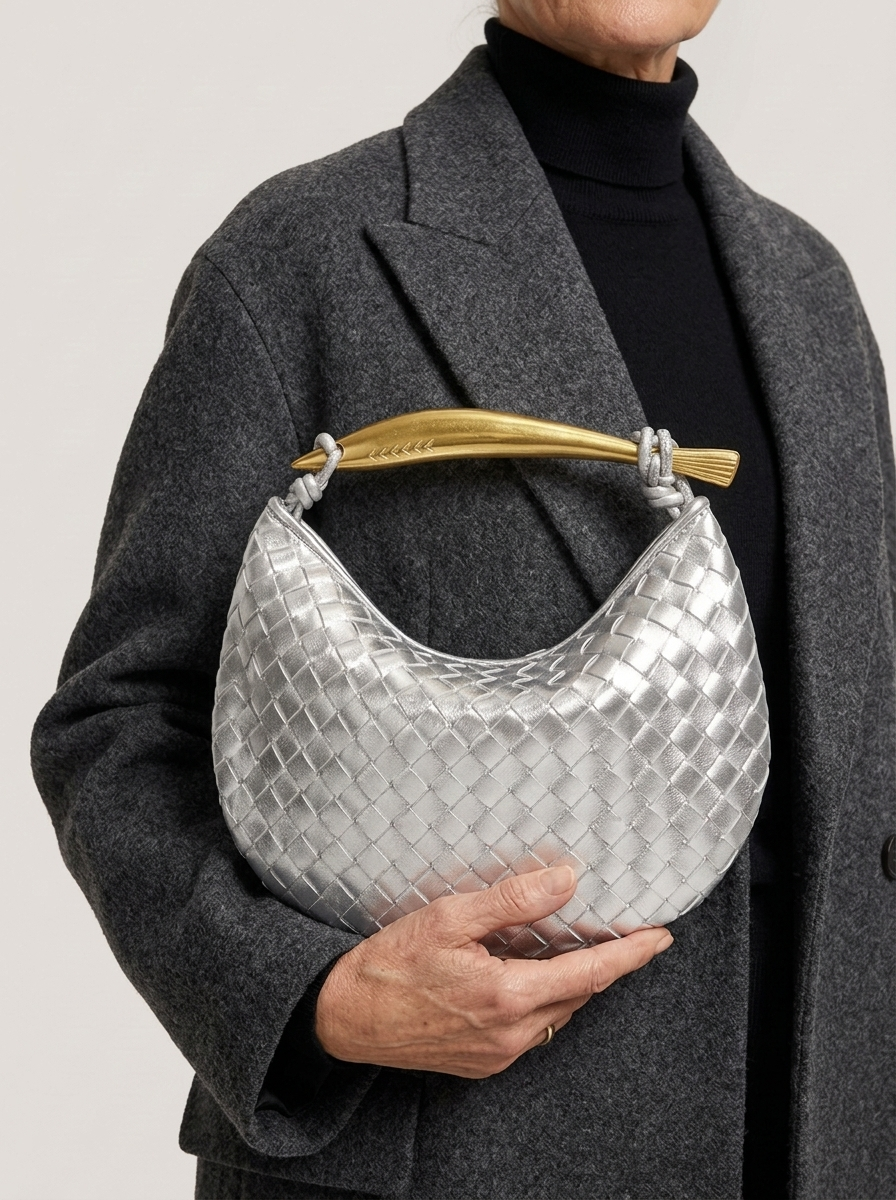 Alexandra Tasche Silber am Modell