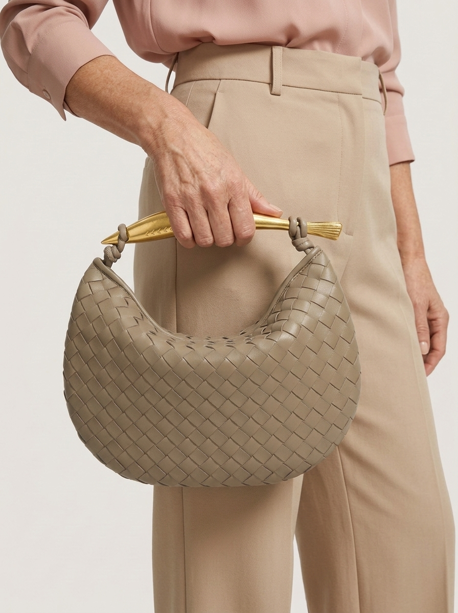 Alexandra Tasche Salbeigrün am Modell