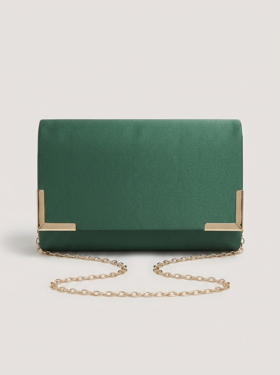 Envelope Clutch mit Kettenriemen - Forest Green - Front