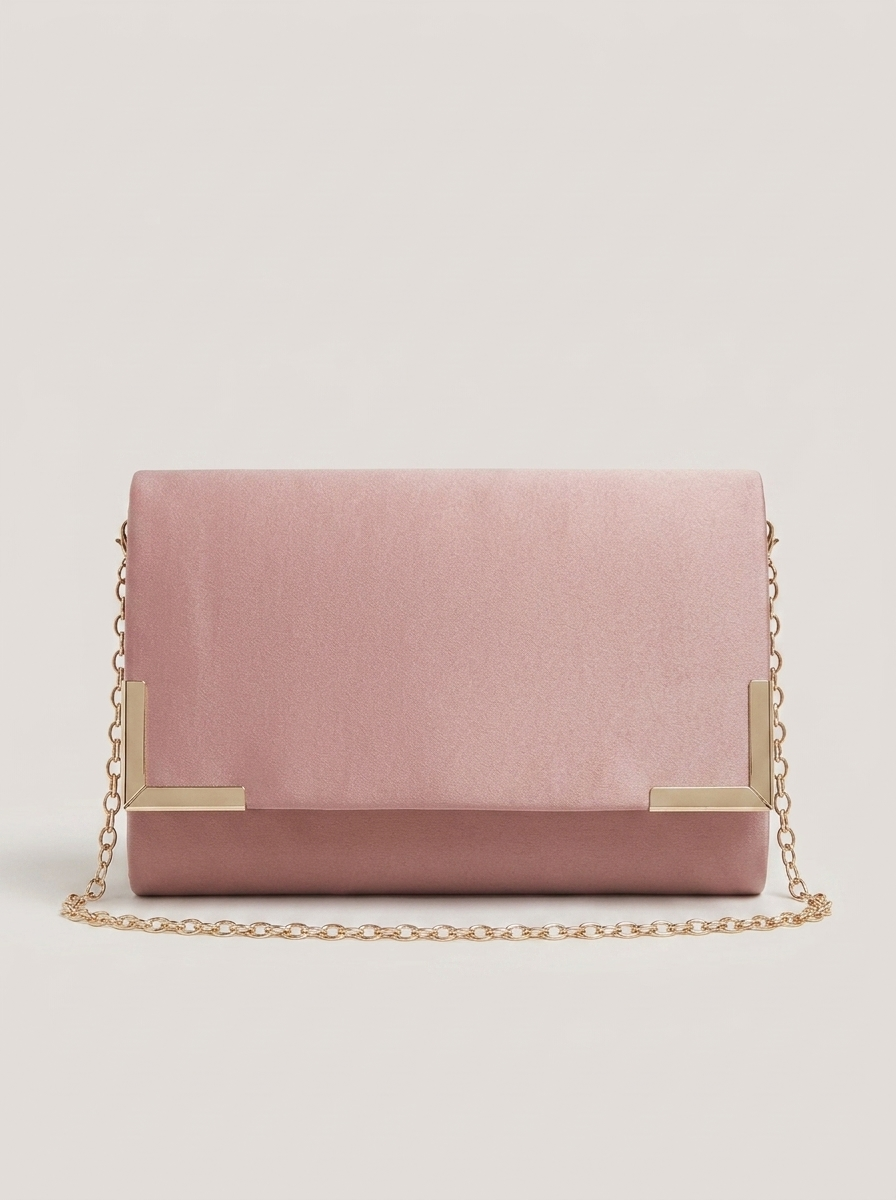 Envelope Clutch mit Kettenriemen - Dusty Rose - Front