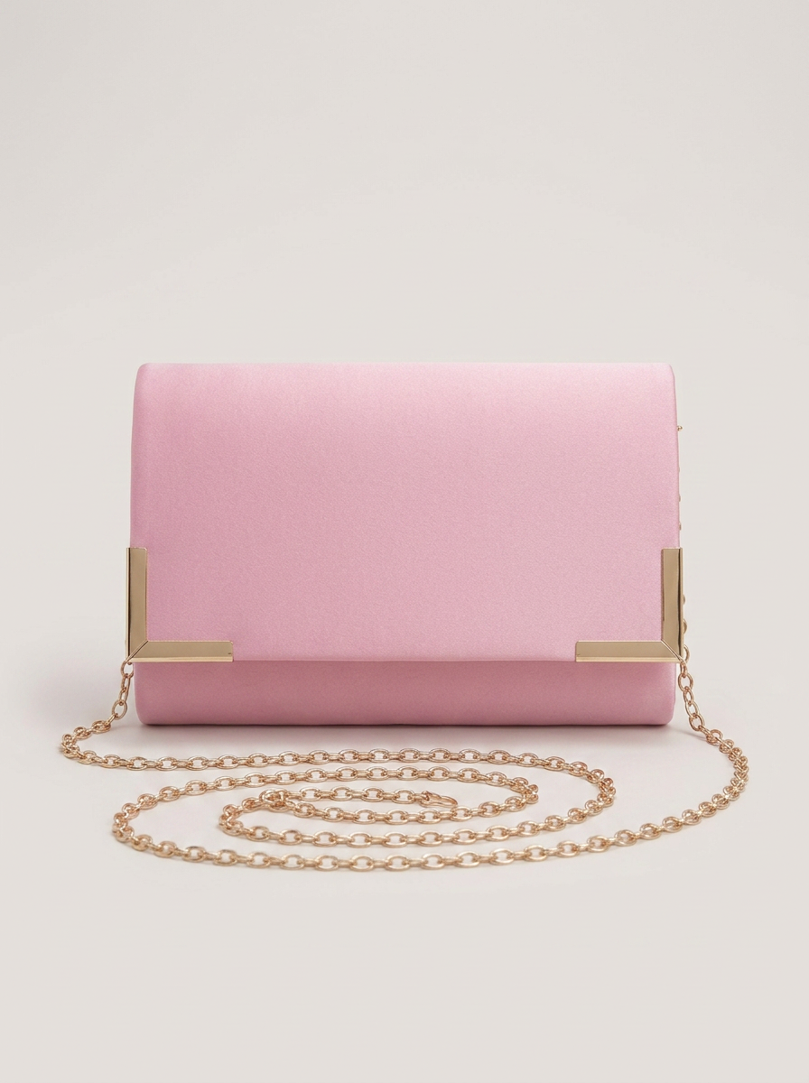 Envelope Clutch mit Kettenriemen - Pink - Front