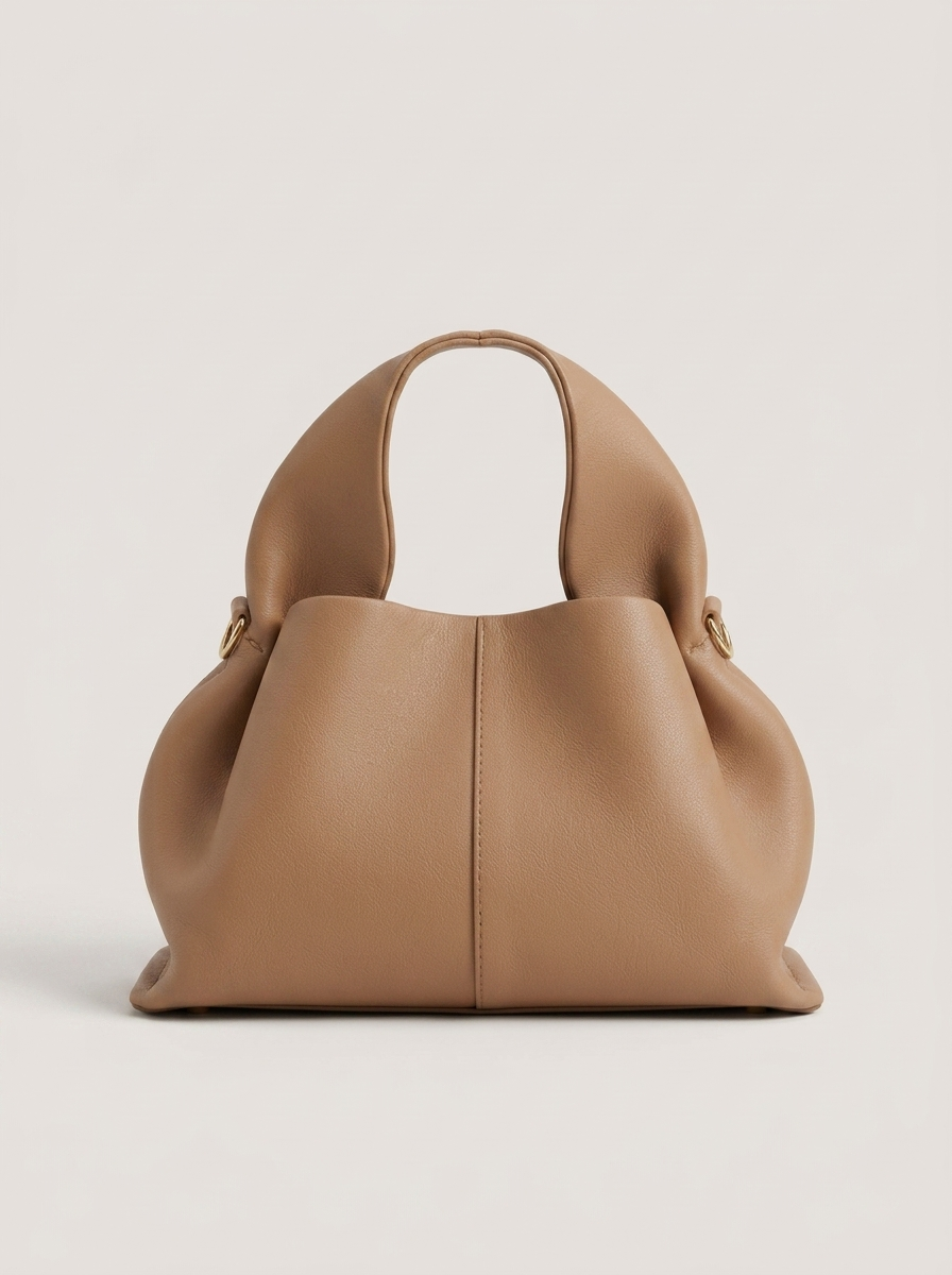 Top-Handle Bag aus genarbtem Leder - Bronze - Front