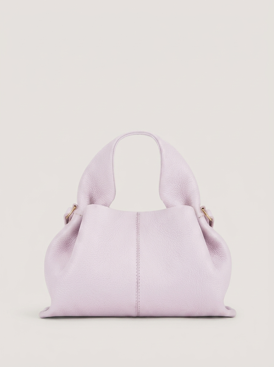 Top-Handle Bag aus genarbtem Leder - Lavendel - Front