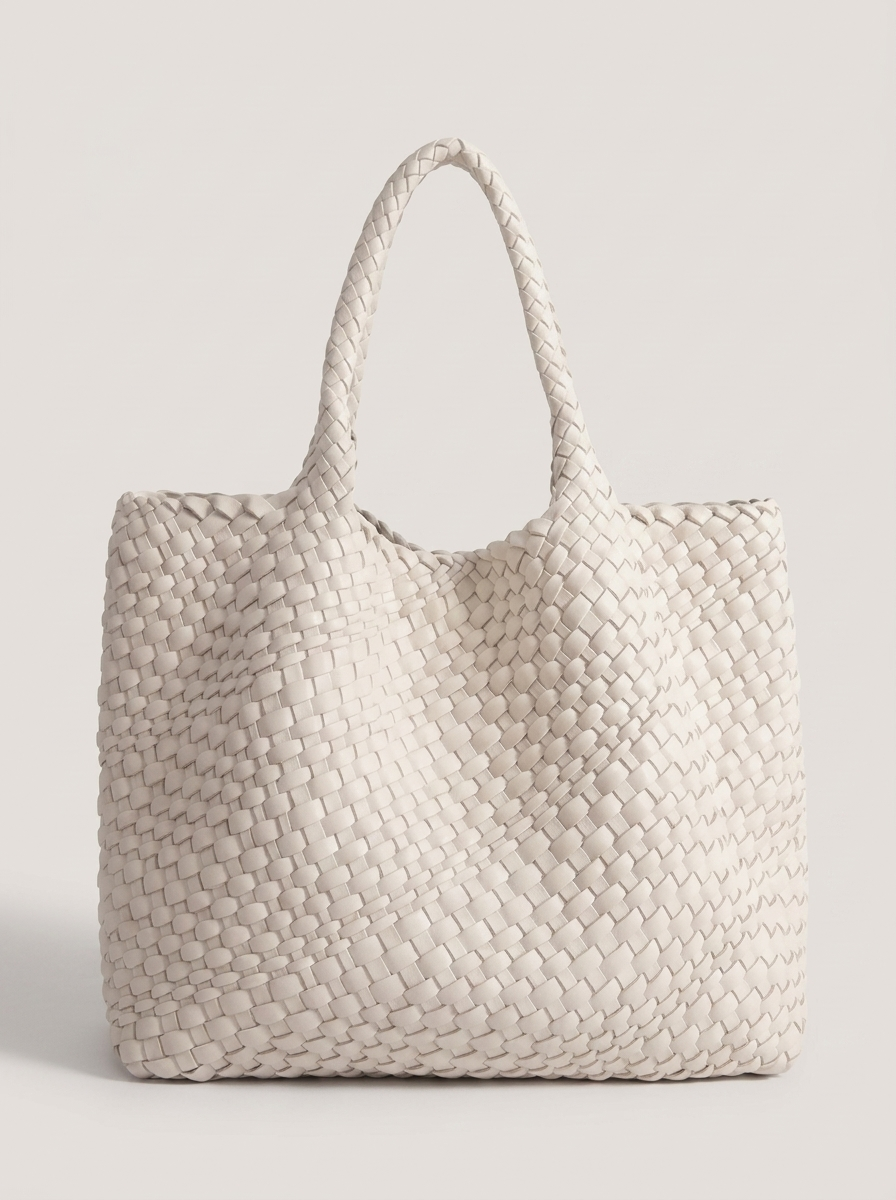 Geflochtene Henkeltasche aus gewebten Panels - Weiss - Front