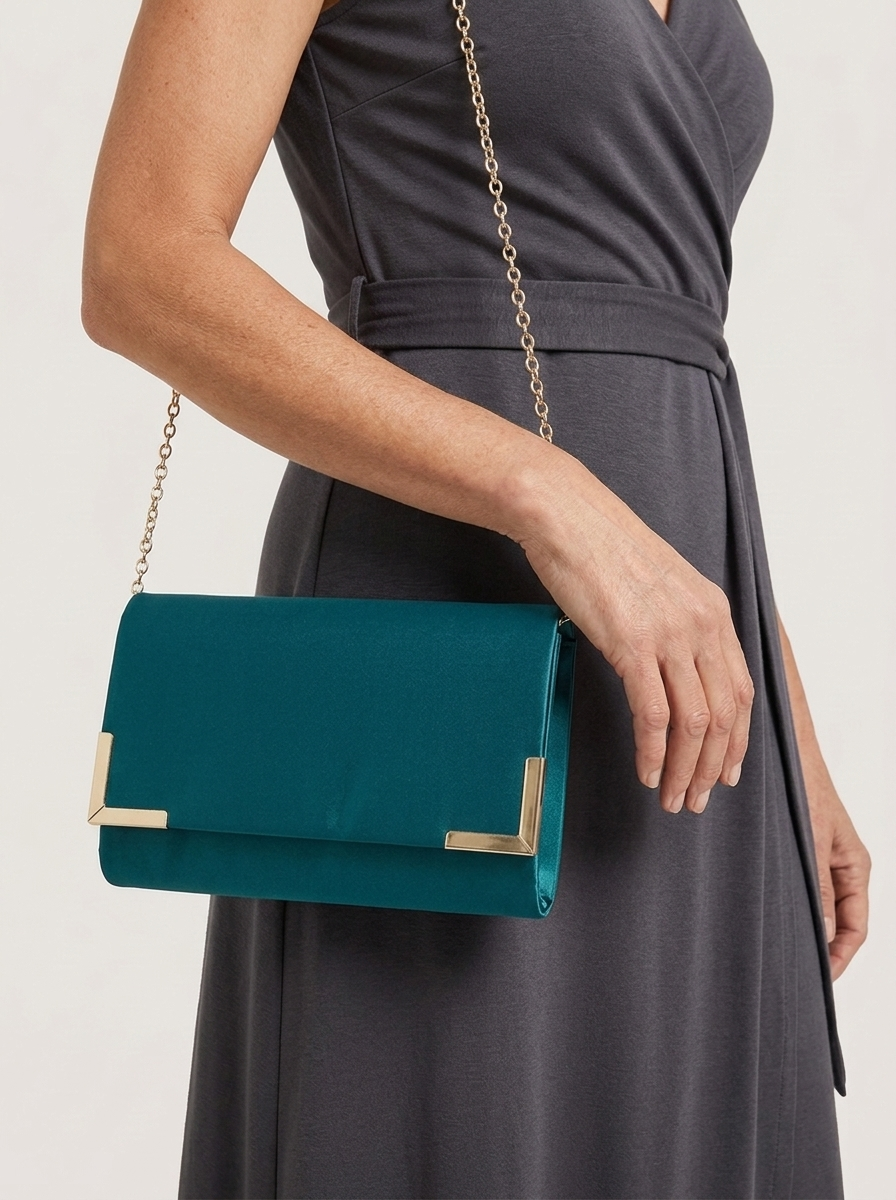 Envelope Clutch mit Kettenriemen - Teal - Model