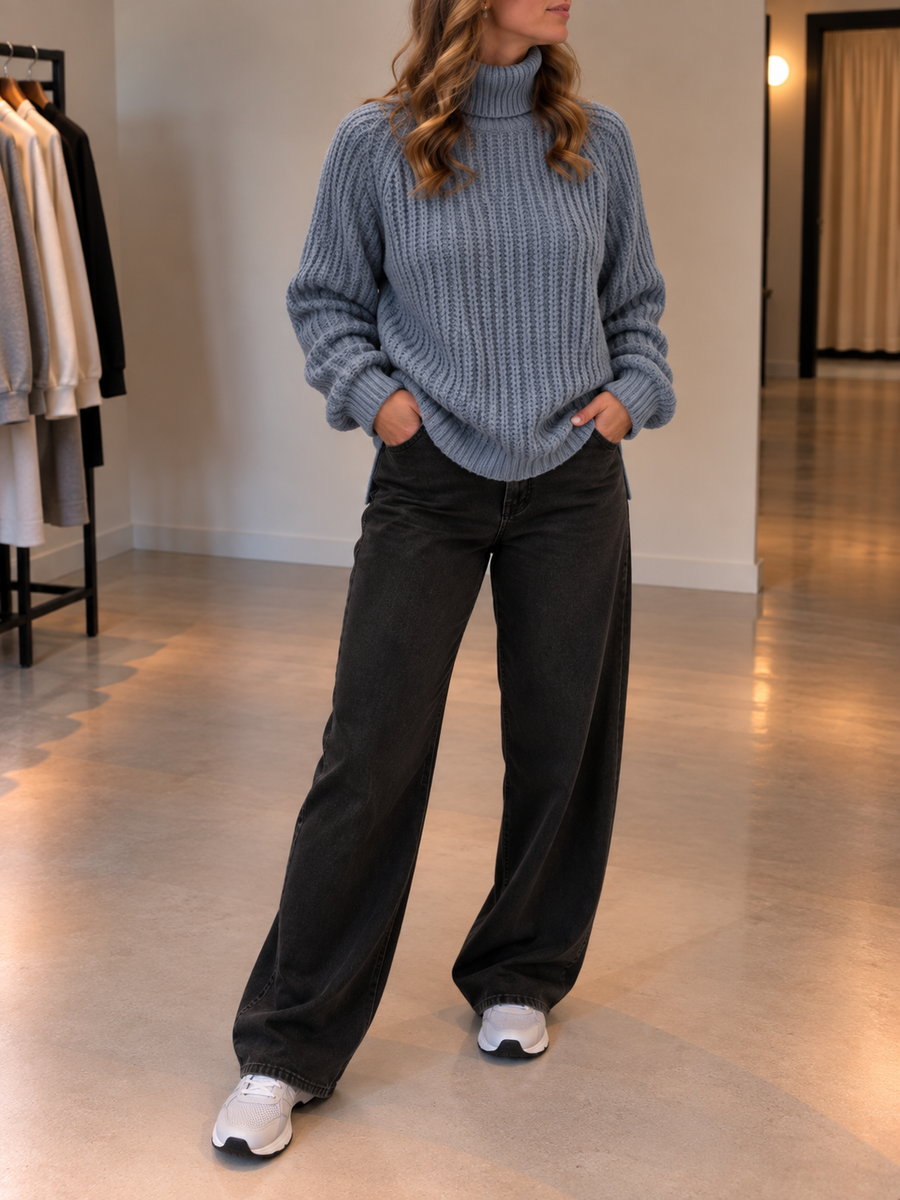 Silja Rollkragenpullover mit Rippstrick
