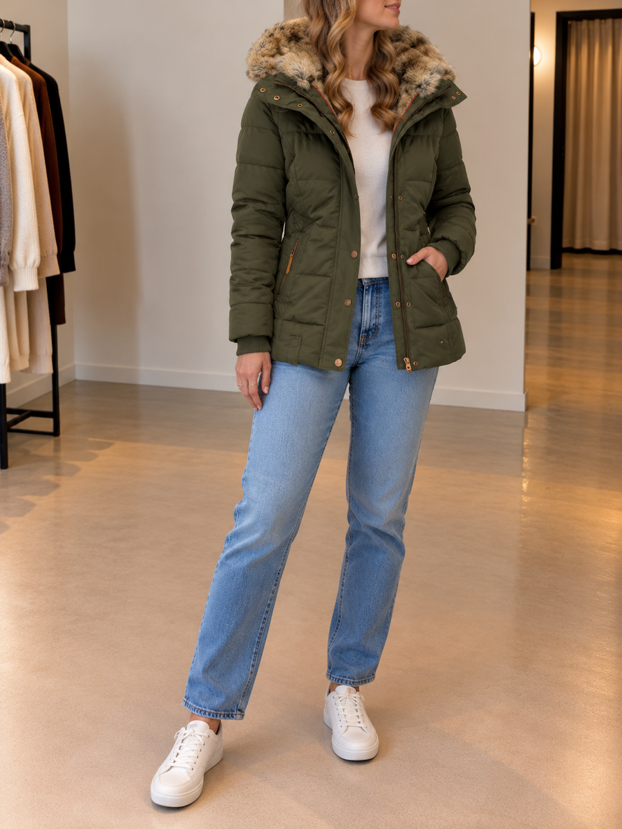 Vanya Steppjacke mit Fellkapuze