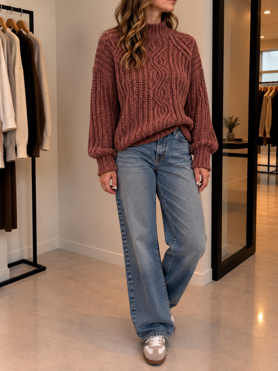 Melike Pullover mit Zopfmuster