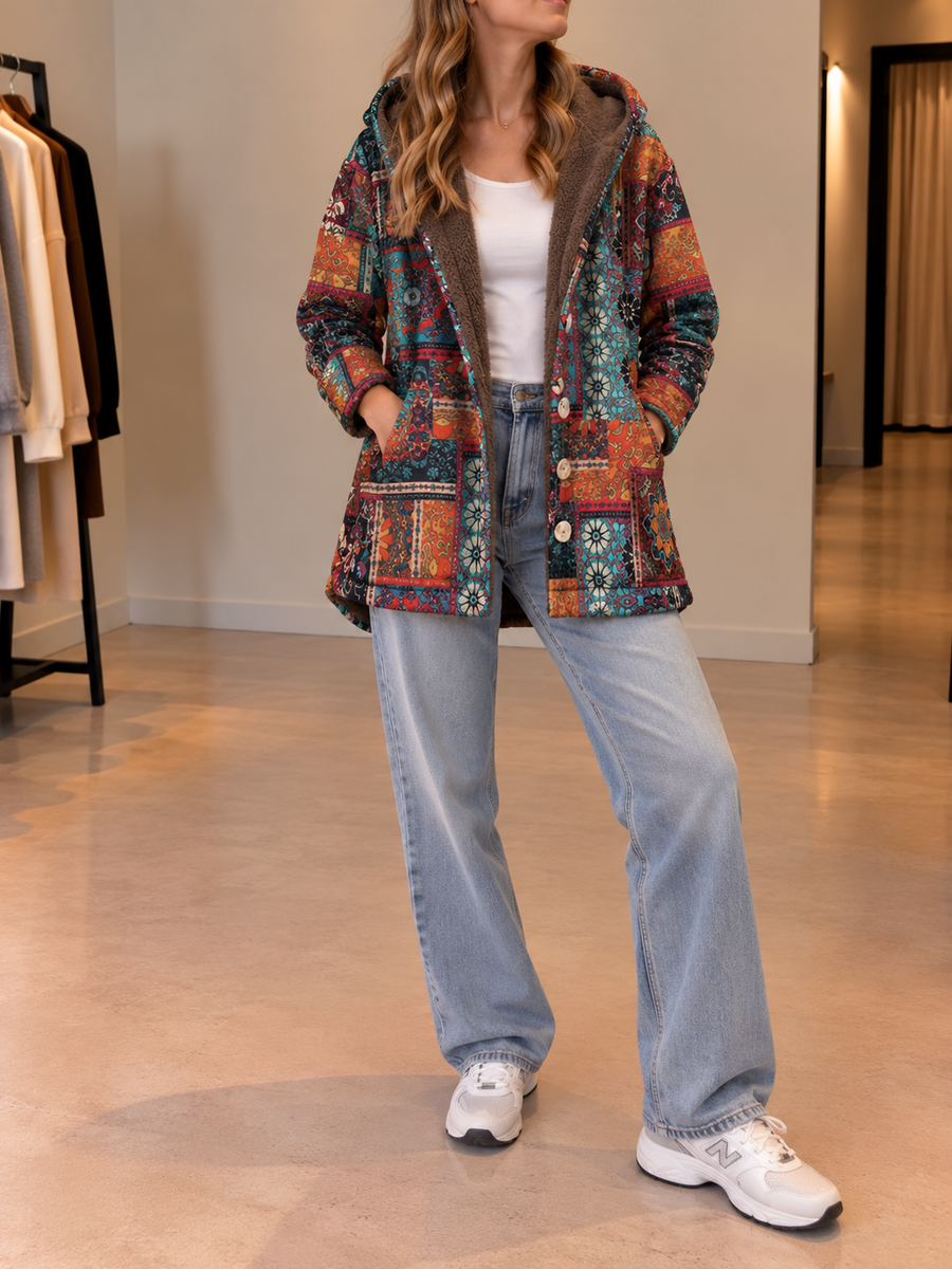 Rina Patchwork-Jacke mit Kapuze