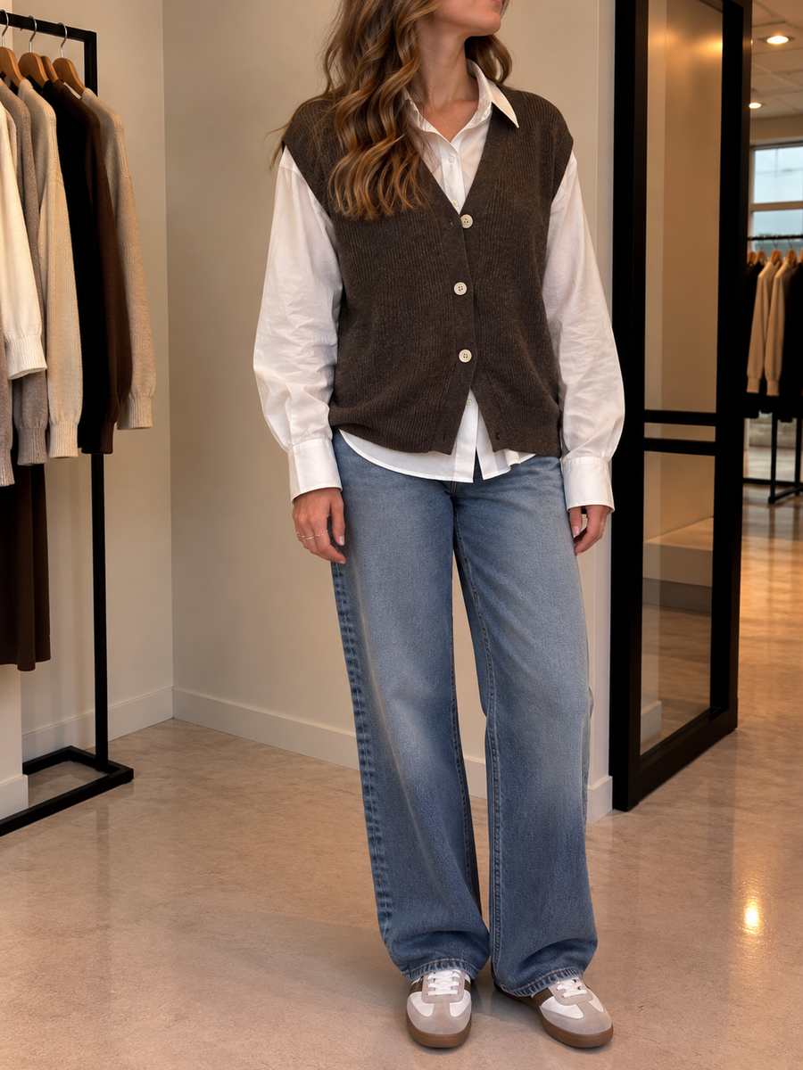 Solveig ärmellose Strickjacke