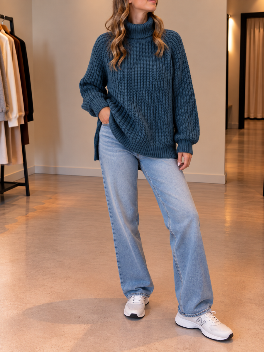Silja Rollkragenpullover mit Rippstrick