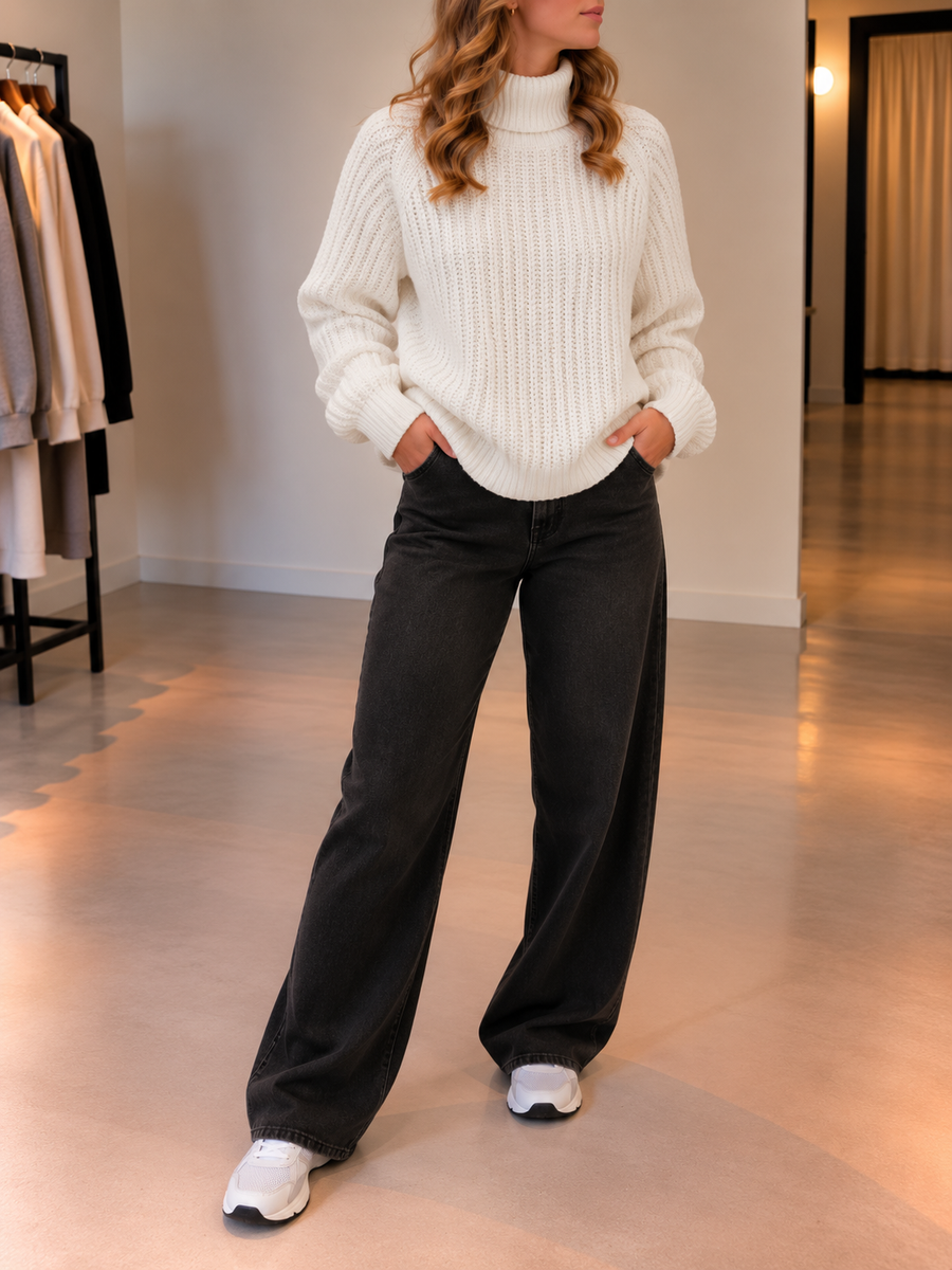 Silja Rollkragenpullover mit Rippstrick