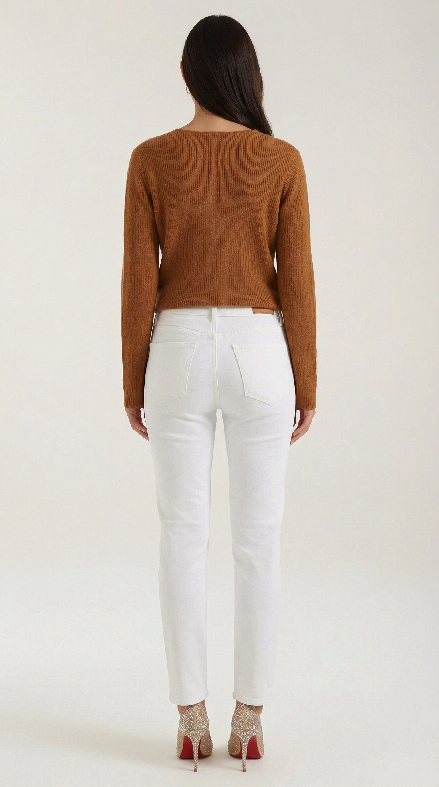 Michelle gerippter Pullover mit V-Ausschnitt