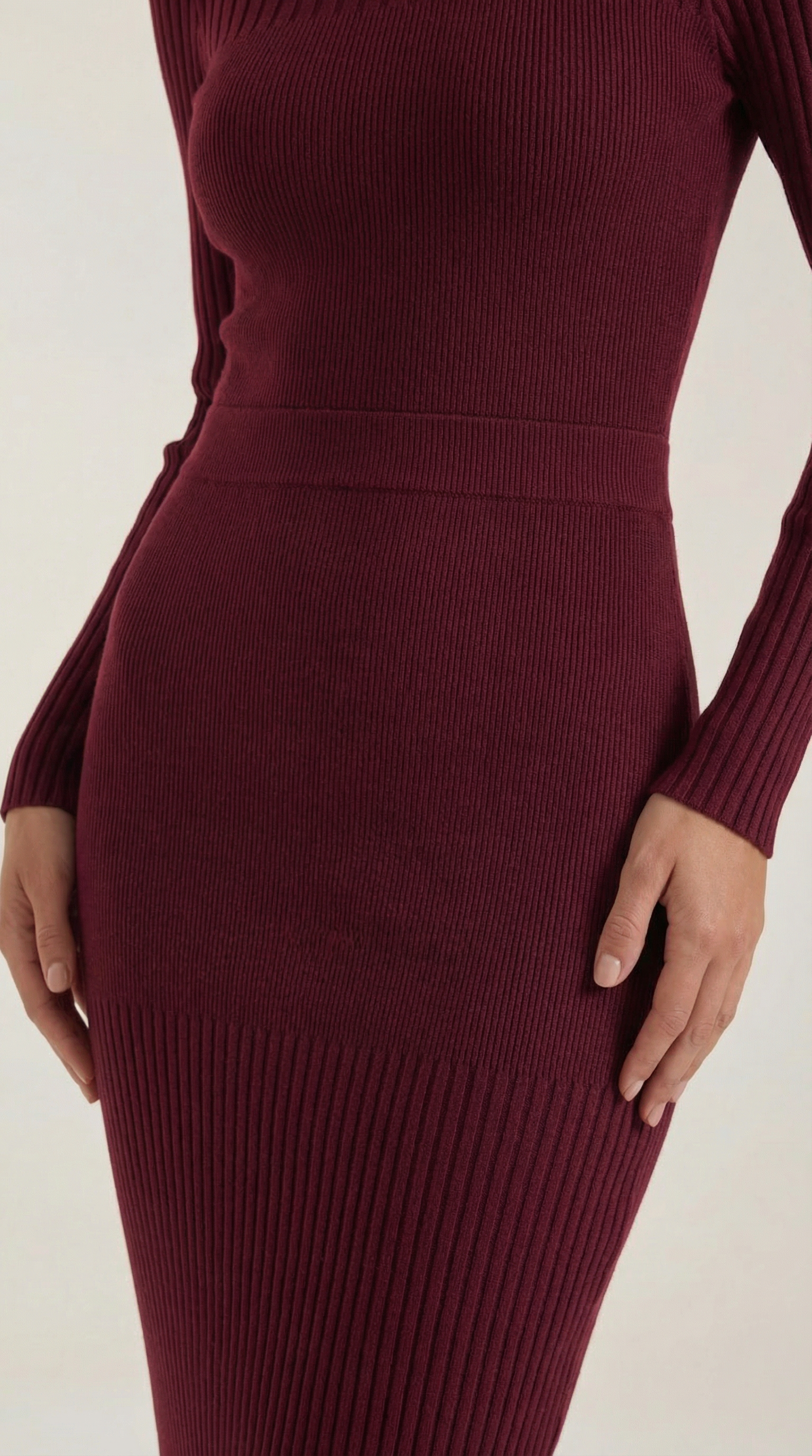 Sheila geripptes Bodycon-Midikleid