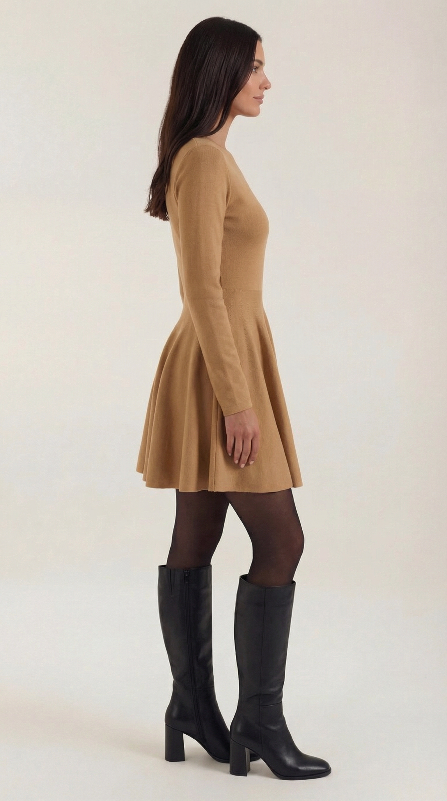 Tiffany Langarm-Falten-Minikleid