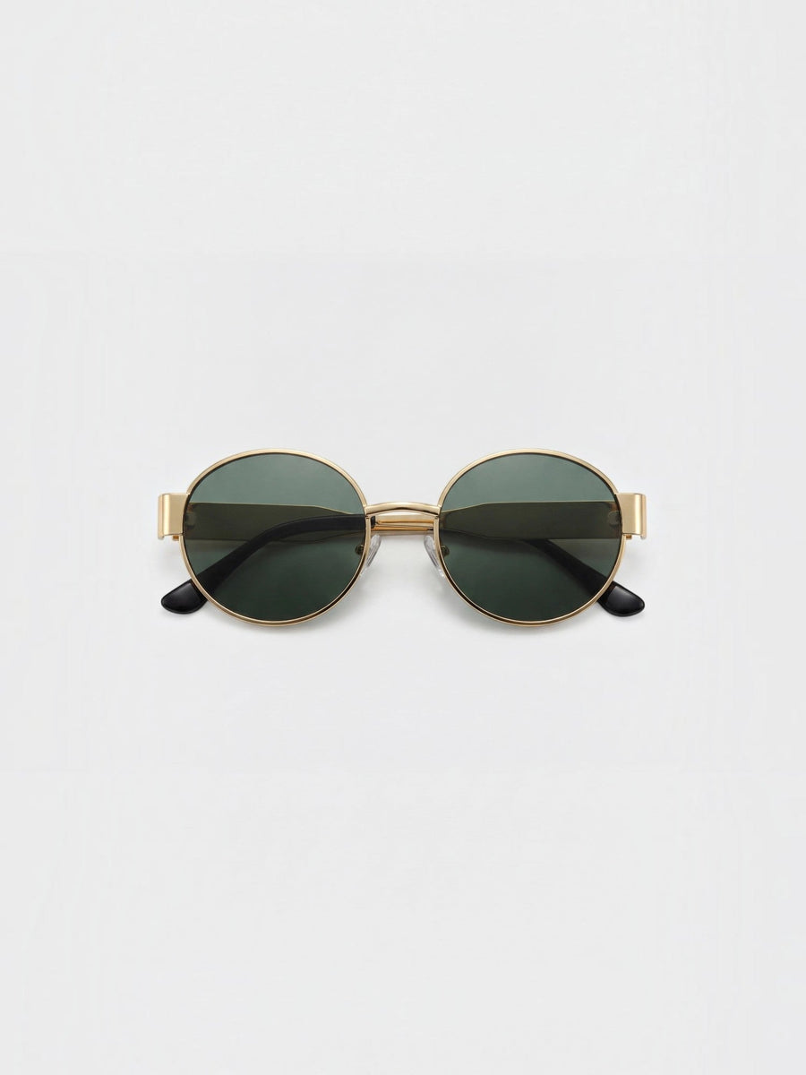Ovale Sonnenbrille mit schmalem Metallrahmen