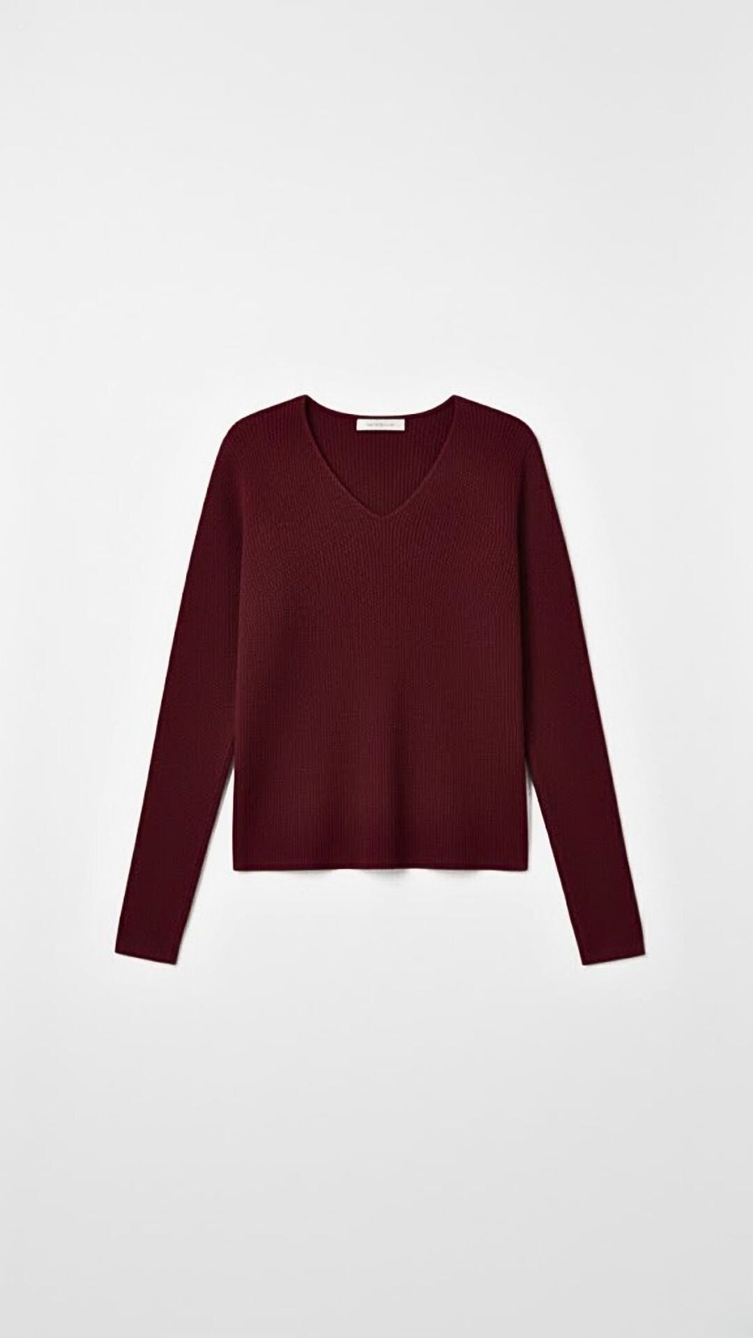 Michelle gerippter Pullover mit V-Ausschnitt