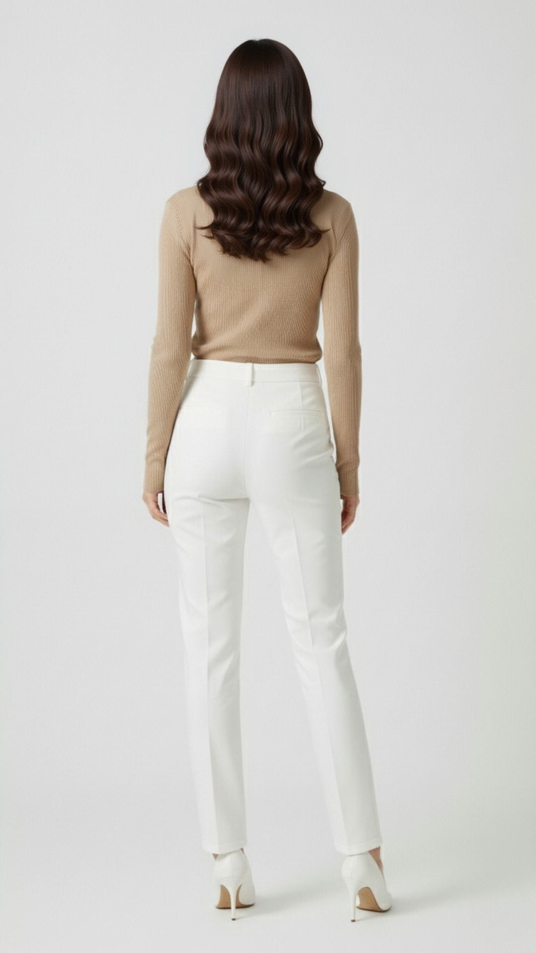 Michelle gerippter Pullover mit V-Ausschnitt