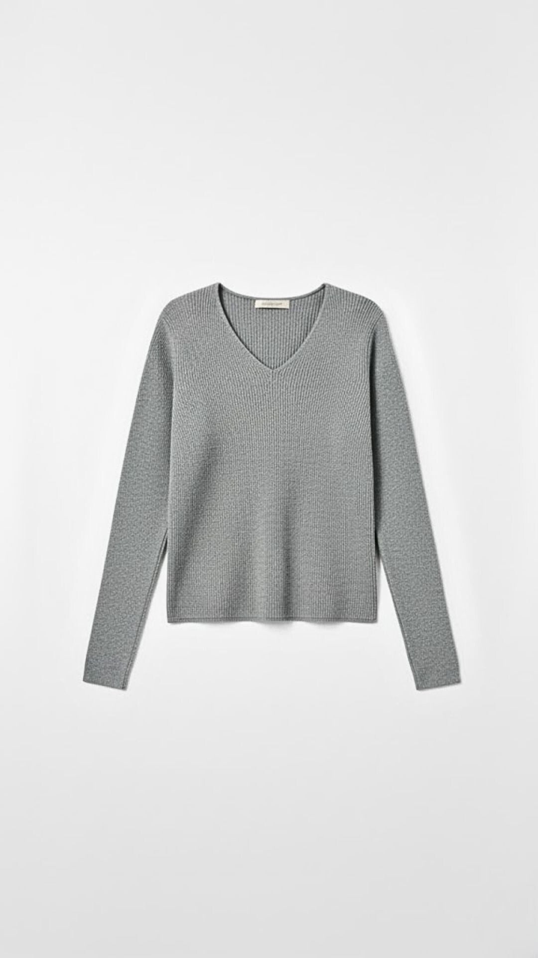 Michelle gerippter Pullover mit V-Ausschnitt