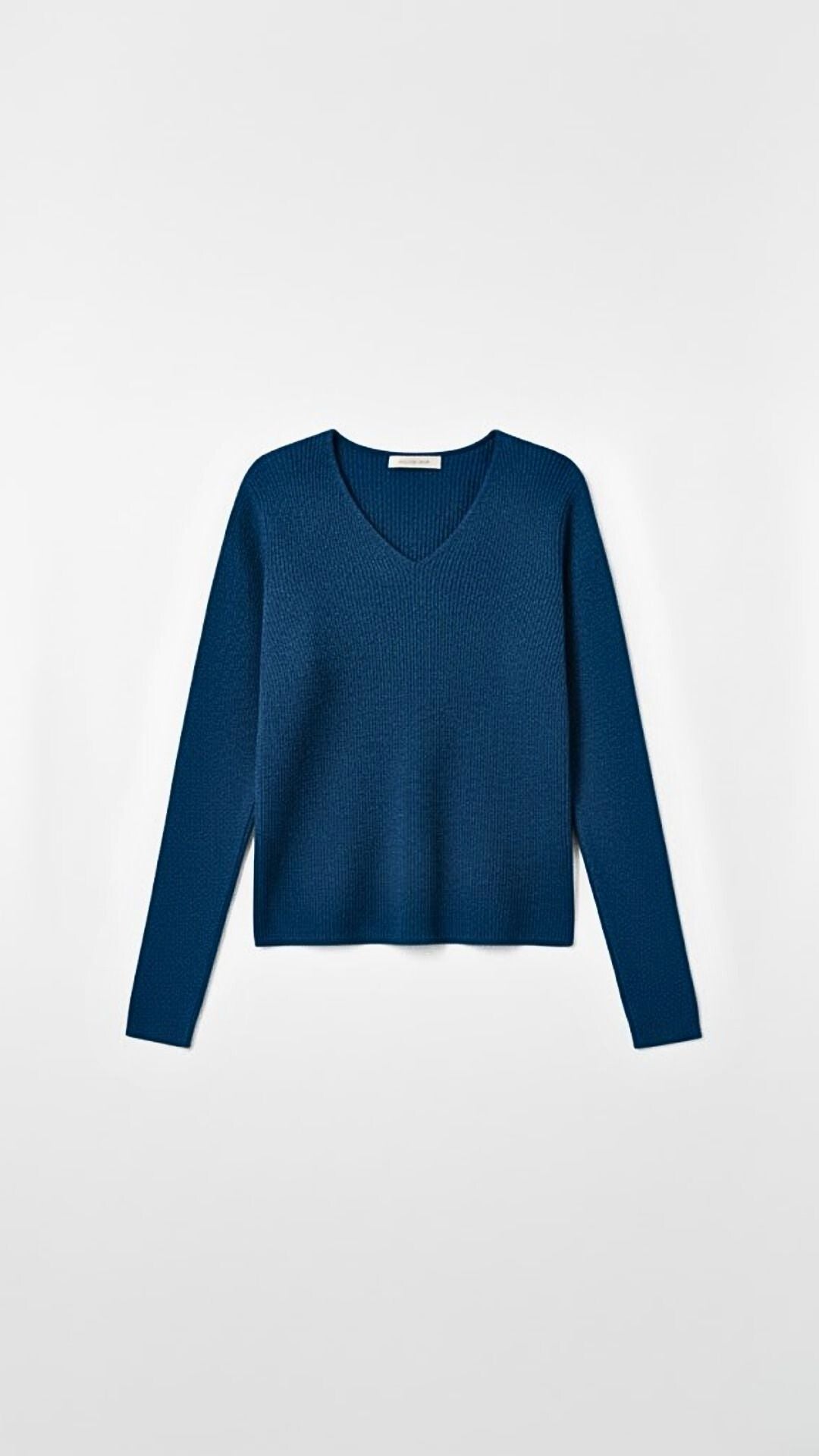 Michelle gerippter Pullover mit V-Ausschnitt