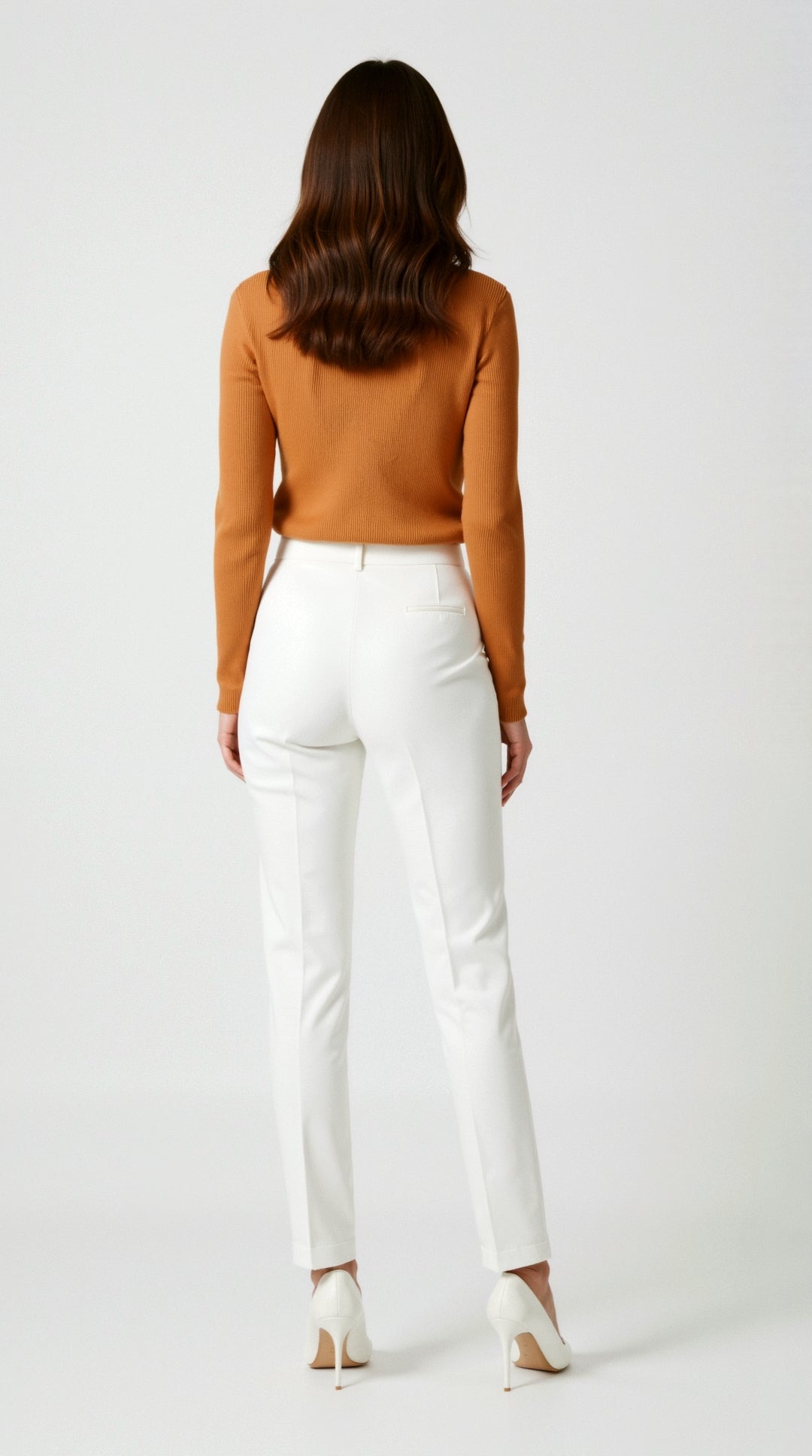 Michelle gerippter Pullover mit V-Ausschnitt